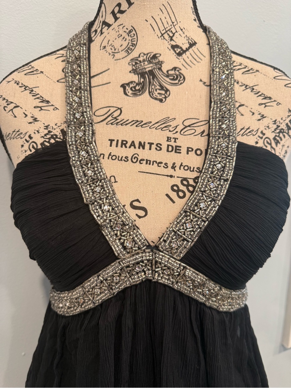 Express Black Beaded Halter Tank Top - Picture 2 of 6
